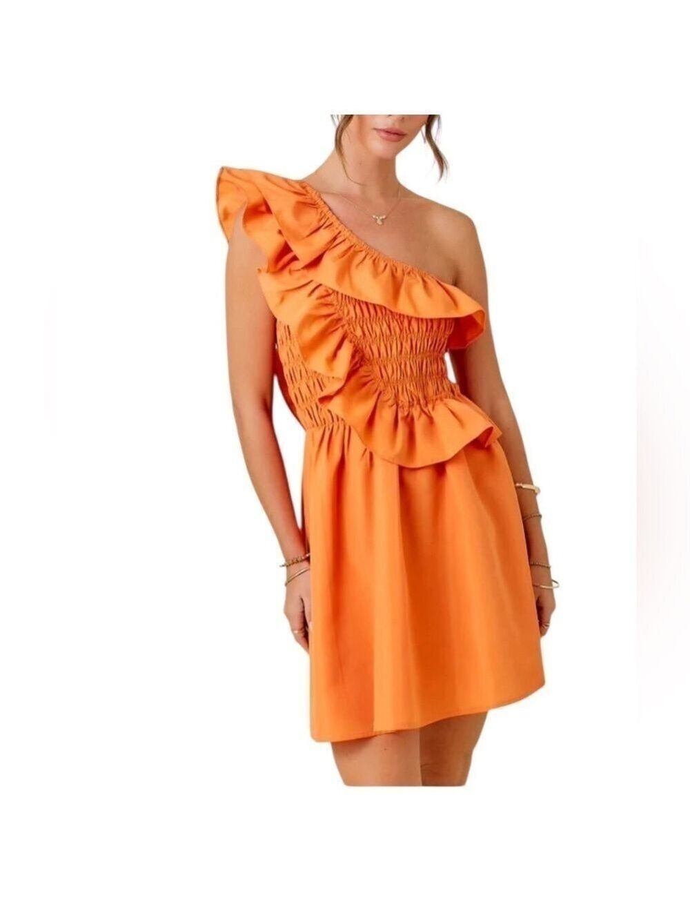 DAY+MOON Miriam Dress One Shoulder Cap Sleeve Ruffles A Line NWT Size Medium
